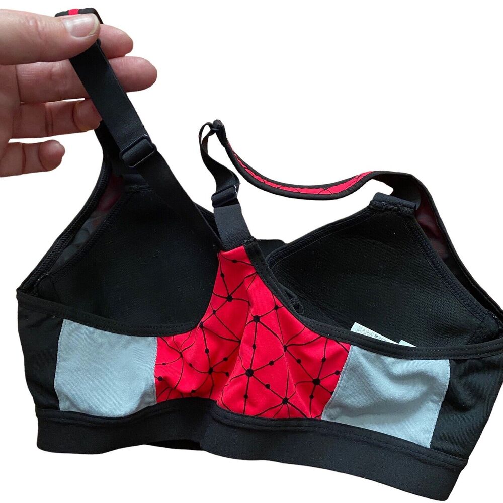 VSX Size 32B Sports Bra Victoria’s Secret Front Close Underwire Red Black - Picture 5 of 5